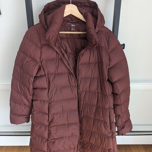 Uniqlo ultralight down packable long jacket, size L